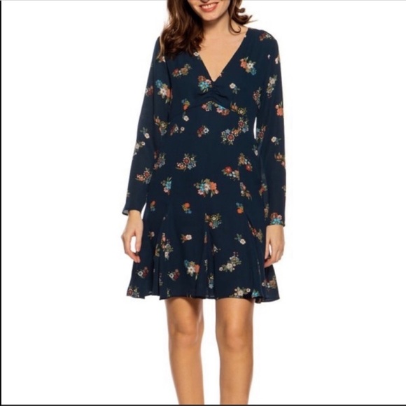 Pepe Jeans Dresses & Skirts - PEPE JEANS Floral Long Sleeve Dress Navy Blue MED